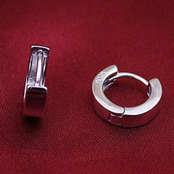 925 Sterling Silver Huggie Hoop Earrings - Picture 5 of 6